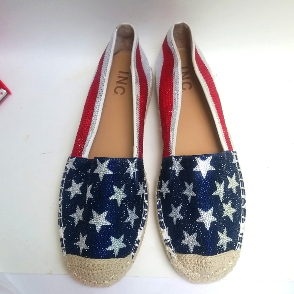 Inc International  American Flag Glitter shoes size 8.5 new